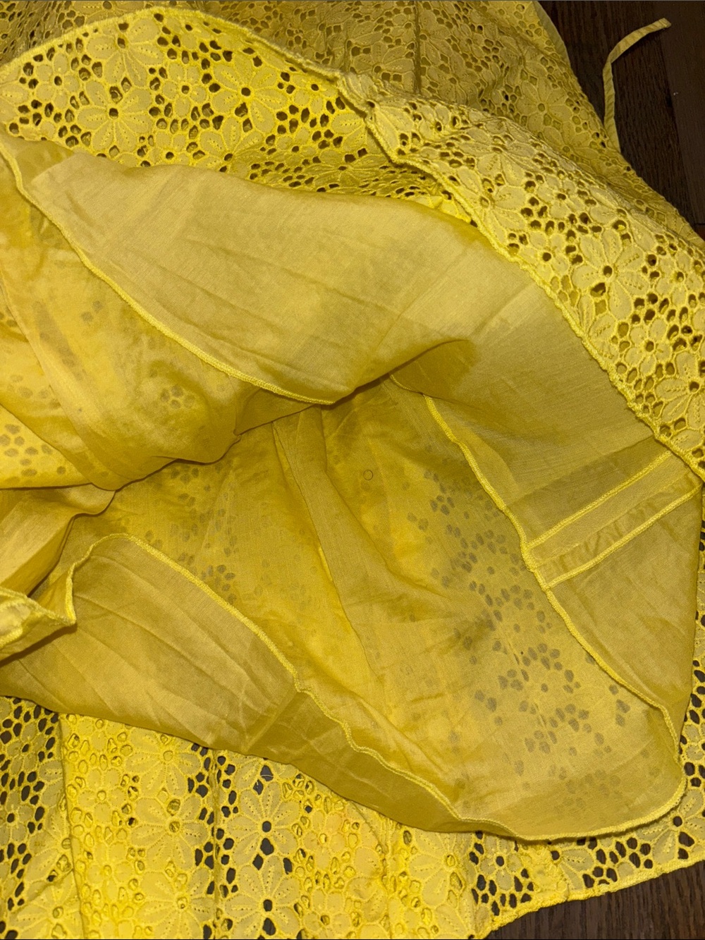Nina Ricci Yellow Eyelet Midi Dress with Halter straps - Picture 12 of 12